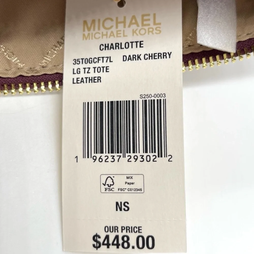 Michael Kors Large Charlotte Tote Bag Dark Cherry